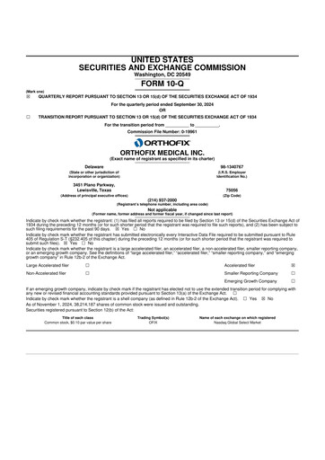 Thumbnail Orthofix Medical
 10-Q Quarterly Report FY2024 