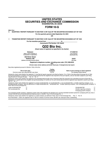 Thumbnail Q32 Bio 10-Q Quarterly Report FY2024 