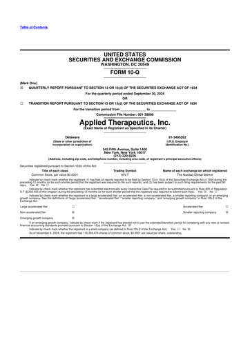 Thumbnail Applied Therapeutics 10-Q Quarterly Report FY2024 