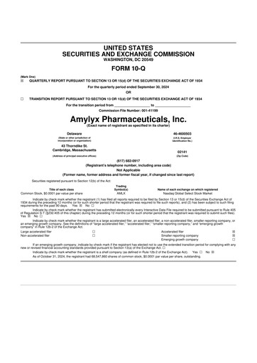 Miniature Amylyx Pharmaceuticals 10-Q Rapport trimestriel 2024 