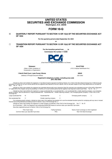 Vorschaubild Packaging Corporation of America
 10-Q Quartalsbericht 2024 