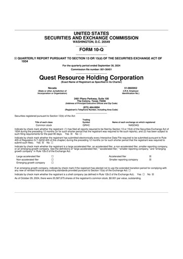 Thumbnail Quest Resource Holding 10-Q Quarterly Report FY2024 