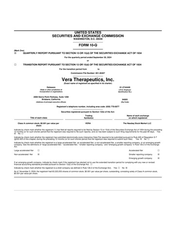 Thumbnail Vera Therapeutics 10-Q Quarterly Report FY2024 