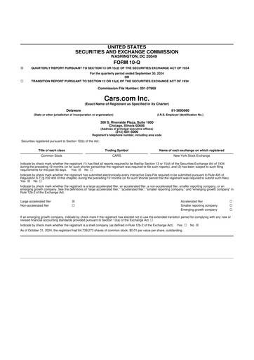 Thumbnail Cars.com 10-Q Quarterly Report FY2024 