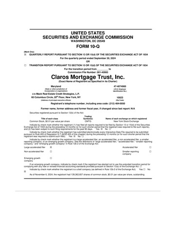 Thumbnail Claros Mortgage Trust 10-Q Quarterly Report FY2024 