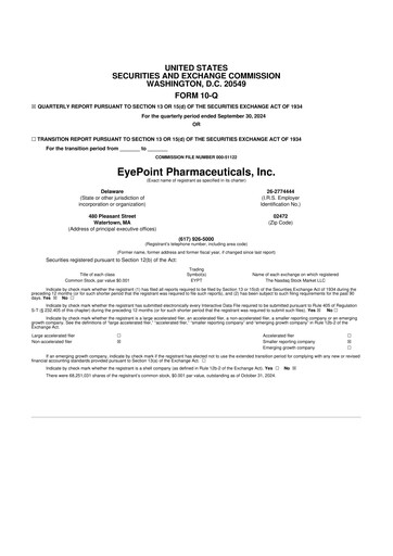 Thumbnail EyePoint Pharmaceuticals
 10-Q Quarterly Report FY2024 