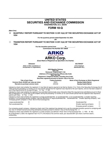Miniature ARKO Corp. 10-Q Rapport trimestriel 2024 