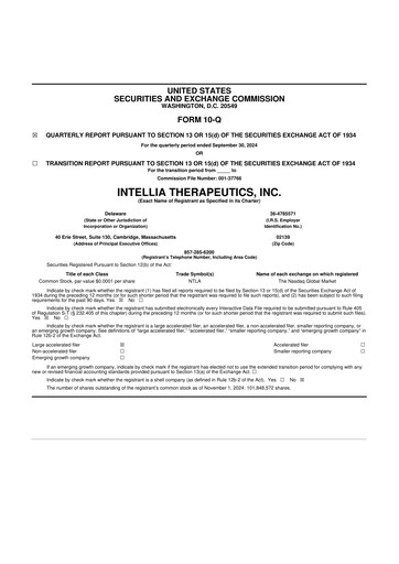 Thumbnail Intellia Therapeutics 10-Q Quarterly Report FY2024 