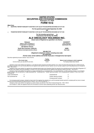 Thumbnail ALX Oncology 10-Q Quarterly Report FY 