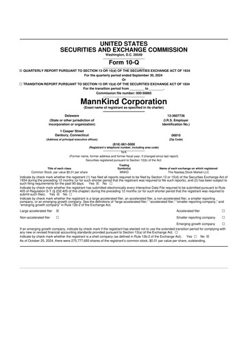 Thumbnail MannKind Corp 10-Q Quarterly Report FY2024 