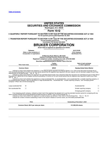 Thumbnail Bruker 10-Q Quarterly Report FY2024 