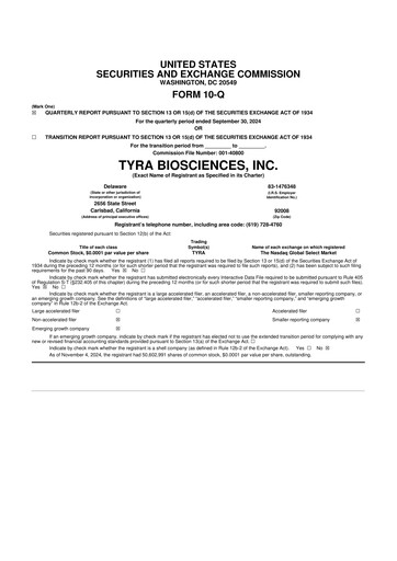 Thumbnail Tyra Biosciences 10-Q Quarterly Report FY2024 
