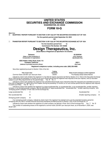 Thumbnail Design Therapeutics 10-Q Quarterly Report FY2024 