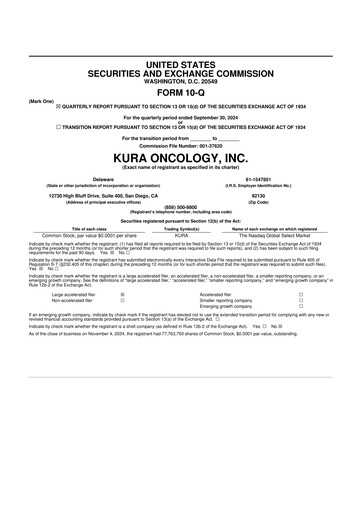 Thumbnail Kura Oncology
 10-Q Quarterly Report FY2024 