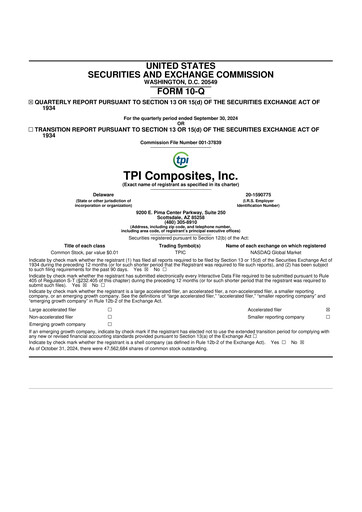 Miniature TPI Composites 10-Q Rapport trimestriel 2024 