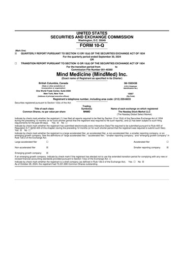 Vorschaubild Mind Medicine (MindMed) 10-Q Quartalsbericht 2024 