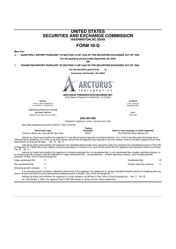 Thumbnail Arcturus Therapeutics
 10-Q Quarterly Report FY2024 