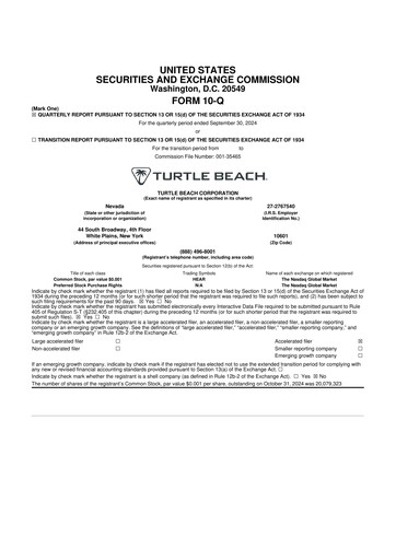 Thumbnail Turtle Beach Corp
 10-Q Quarterly Report FY2024 