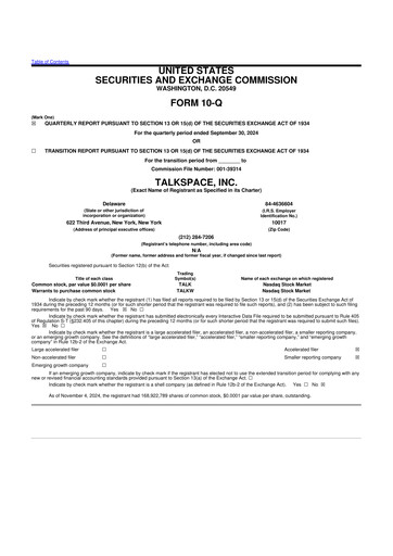 Thumbnail Talkspace 10-Q Quarterly Report FY2024 