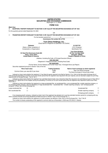 Thumbnail Yum China
 10-Q Quarterly Report FY2024 