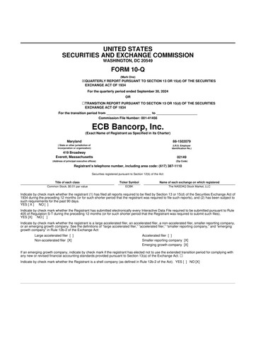 Vorschaubild ECB Bancorp 10-Q Quartalsbericht 2024 