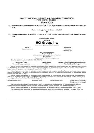 Thumbnail HCI Group
 10-Q Quarterly Report FY2024 
