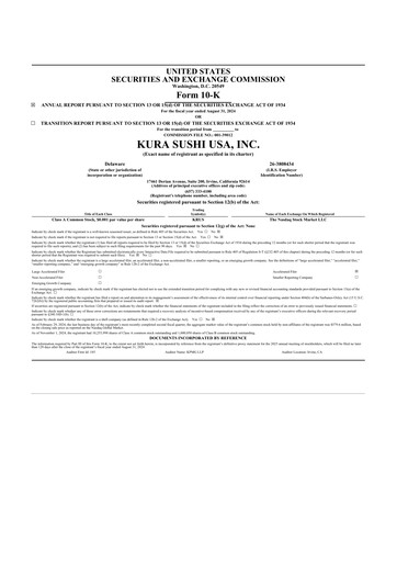 Thumbnail Kura Sushi USA 10-K Annual Report 2024