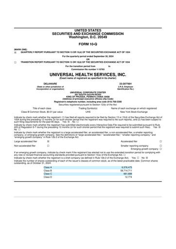 Thumbnail Universal Health Services
 10-Q Quarterly Report FY2024 
