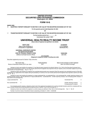 Vorschaubild Universal Health Realty Income Trust 10-Q Quartalsbericht 2024 