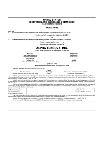 Thumbnail Alpha Teknova 10-Q Quarterly Report FY2024 