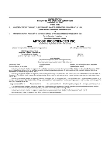 Thumbnail Aptose Biosciences 10-Q Quarterly Report FY2024 