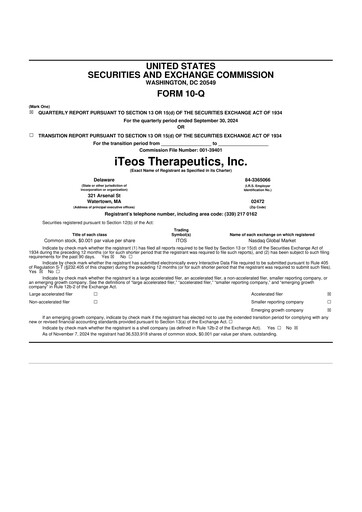 Thumbnail iTeos Therapeutics 10-Q Quarterly Report FY2024 
