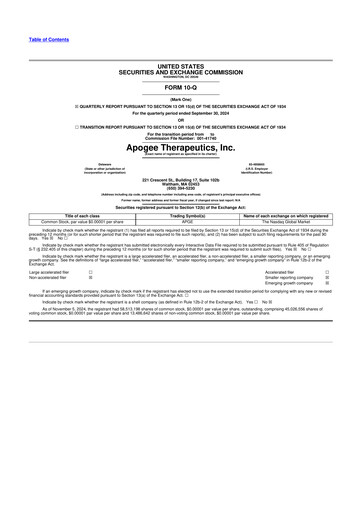 Vorschaubild Apogee Therapeutics 10-Q Quartalsbericht  