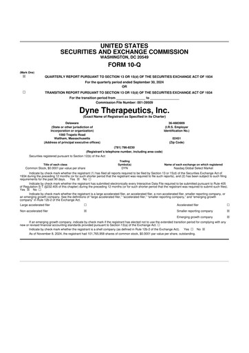 Thumbnail Dyne Therapeutics 10-Q Quarterly Report FY2024 