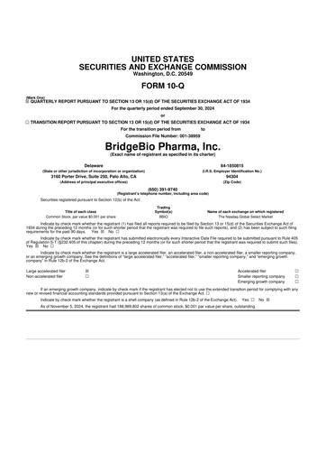 Thumbnail BridgeBio Pharma
 10-Q Quarterly Report FY2024 