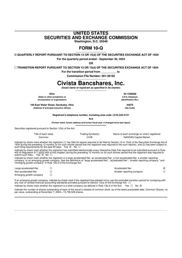 Vorschaubild Civista Bancshares
 10-Q Quartalsbericht 2024 