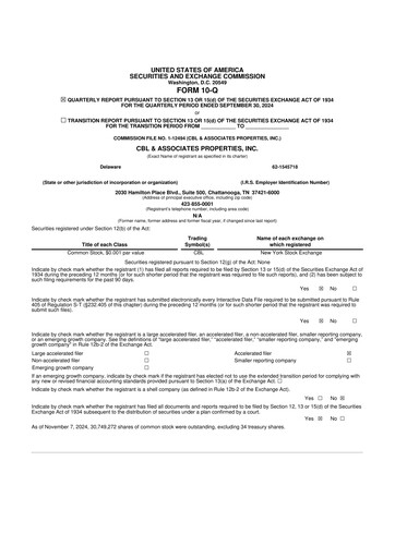 Thumbnail CBL Properties
 10-Q Quarterly Report FY2024 
