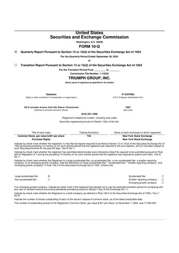 Thumbnail Triumph Group
 10-Q Quarterly Report FY2025 