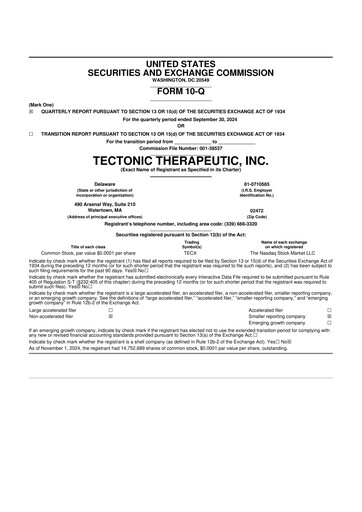 Thumbnail Tectonic Therapeutic 10-Q Quarterly Report FY2024 