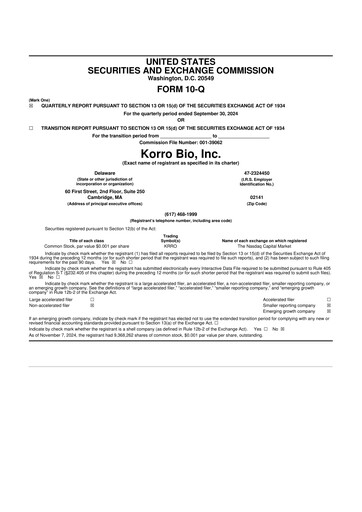 Thumbnail Korro Bio 10-Q Quarterly Report FY2024 