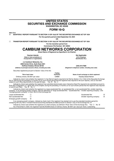 Thumbnail Cambium Networks 10-Q Quarterly Report FY2024 