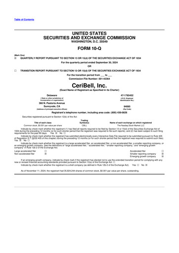 Miniature CeriBell 10-Q Rapport trimestriel 2024 