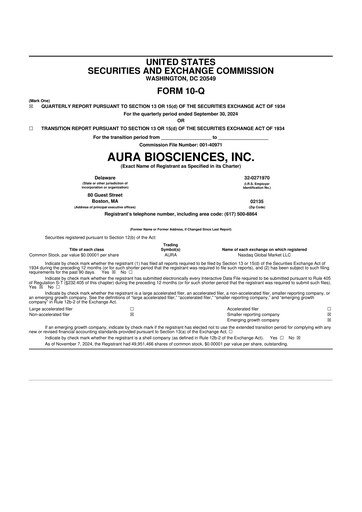 Thumbnail Aura Biosciences 10-Q Quarterly Report FY2024 