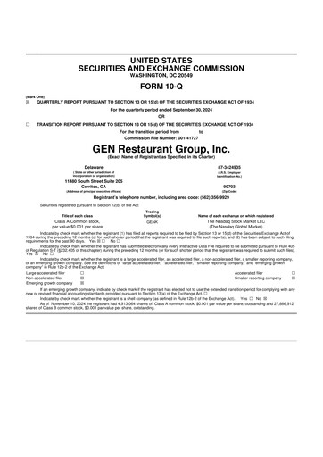 Thumbnail GEN Restaurant Group 10-Q Quarterly Report FY2024 