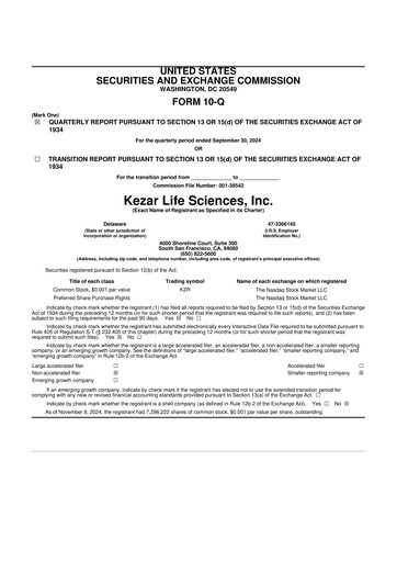 Thumbnail Kezar Life Sciences 10-Q Quarterly Report FY2024 