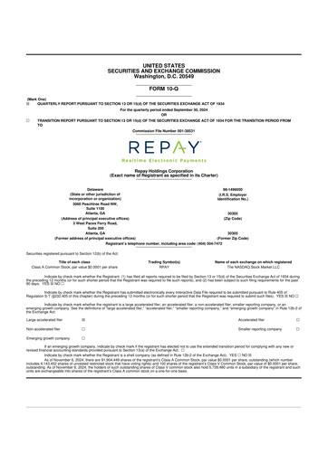 Thumbnail Repay Holdings 10-Q Quarterly Report FY 