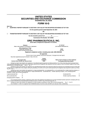 Thumbnail ORIC Pharmaceuticals
 10-Q Quarterly Report FY2024 