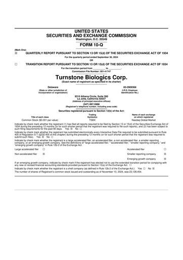 Thumbnail Turnstone Biologics 10-Q Quarterly Report FY2024 