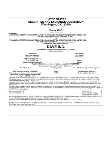 Thumbnail Dave Inc. 10-Q Quarterly Report FY2024 