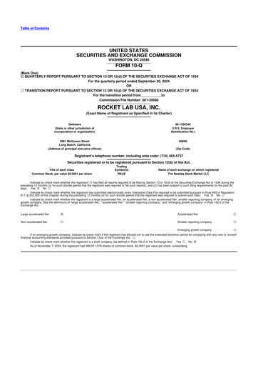 Miniature Rocket Lab 10-Q Rapport trimestriel 2024 